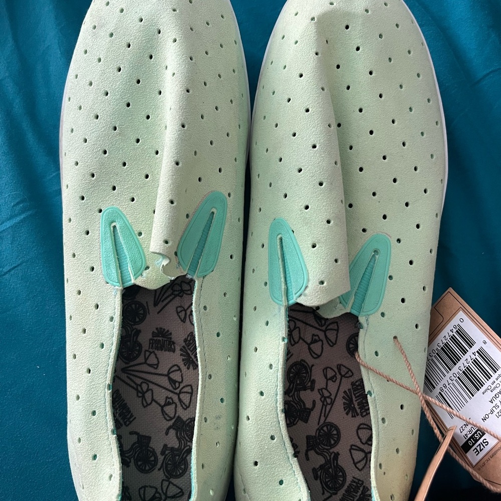Mint Green Perforated Slip-On Shoes